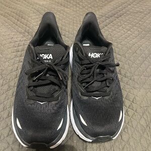 Hoka Clifton 8 Black and White Athletic Shoes